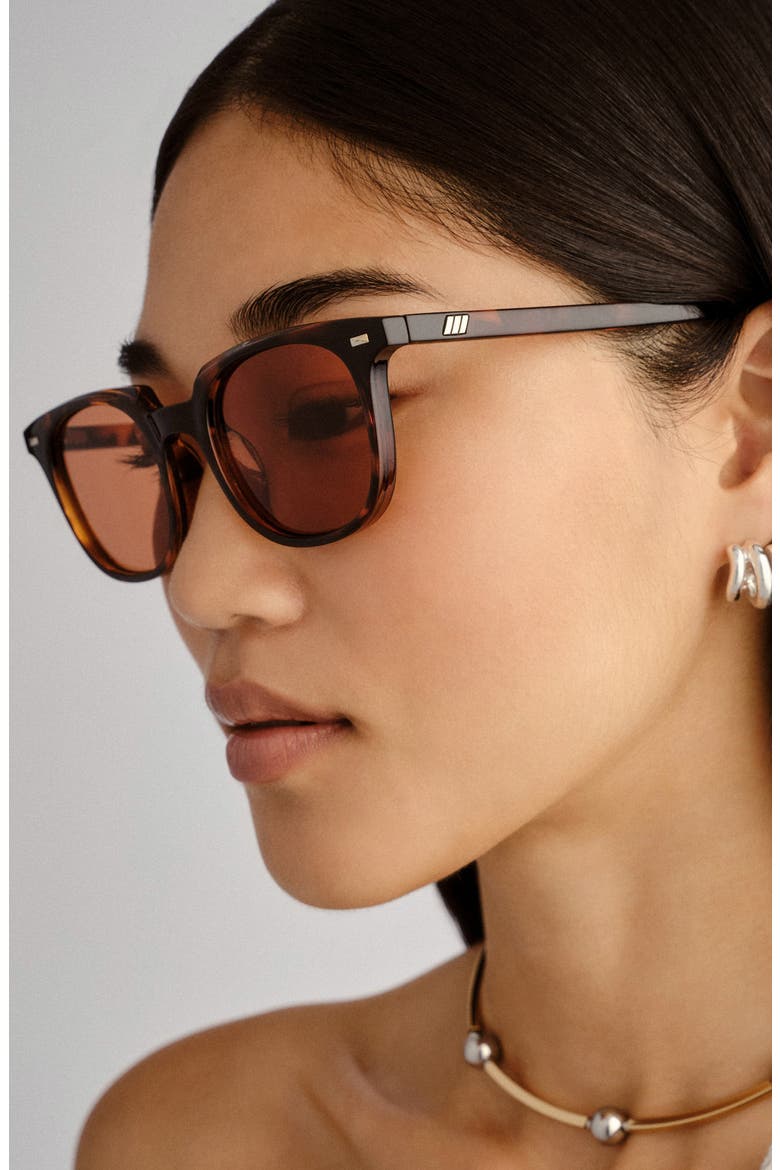 Le Resolu 51mm D-Frame Sunglasses, Alternate, color, DARK TORT / CINNAMON TINT