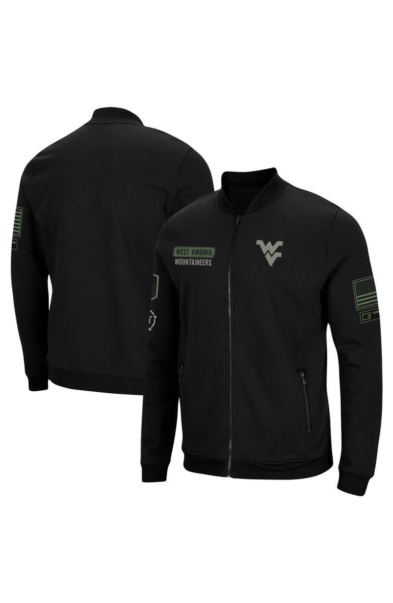 COLOSSEUM Men's Colosseum Black West Virginia Mountaineers OHT Military Appreciation High-Speed Bomber Full-Zip Jacket, Main, color, 