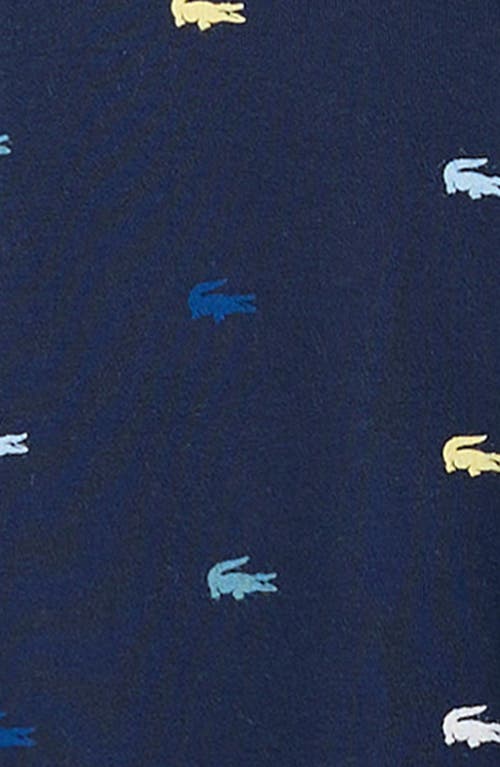 Lacoste Croco Print Organic Cotton Footie In Blue
