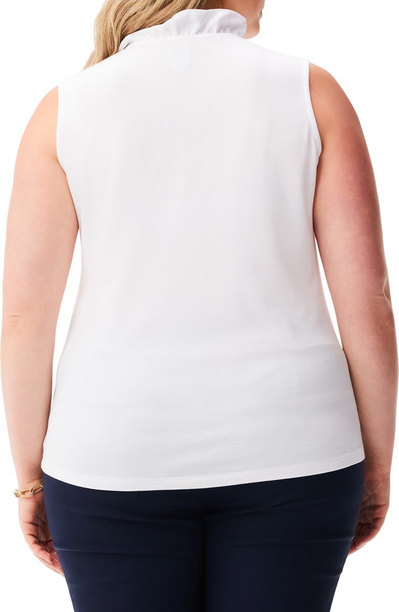 NIC+ZOE Ruffle Around Mixed Media Sleeveless Top, Alternate, color, Paper White