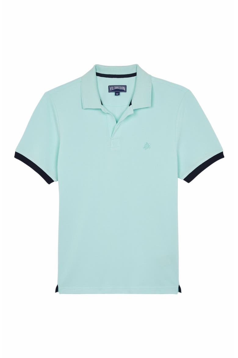 Men's Solid Cotton Polo, Alternate, color, PACIFIC