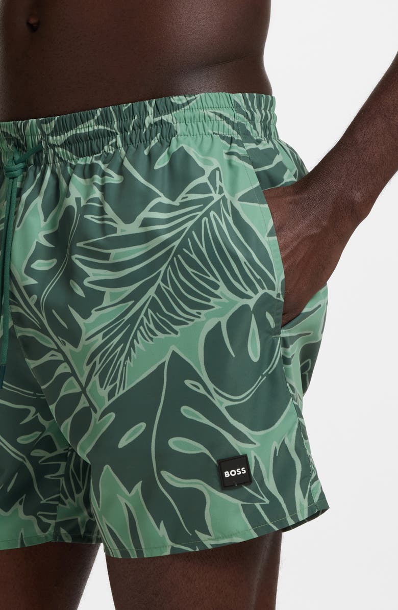 BOSS Pirhana Swim Trunks, Alternate, color, Open Green