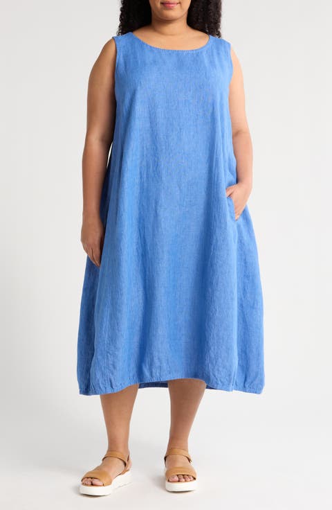 Linen Shift Dress (Plus)