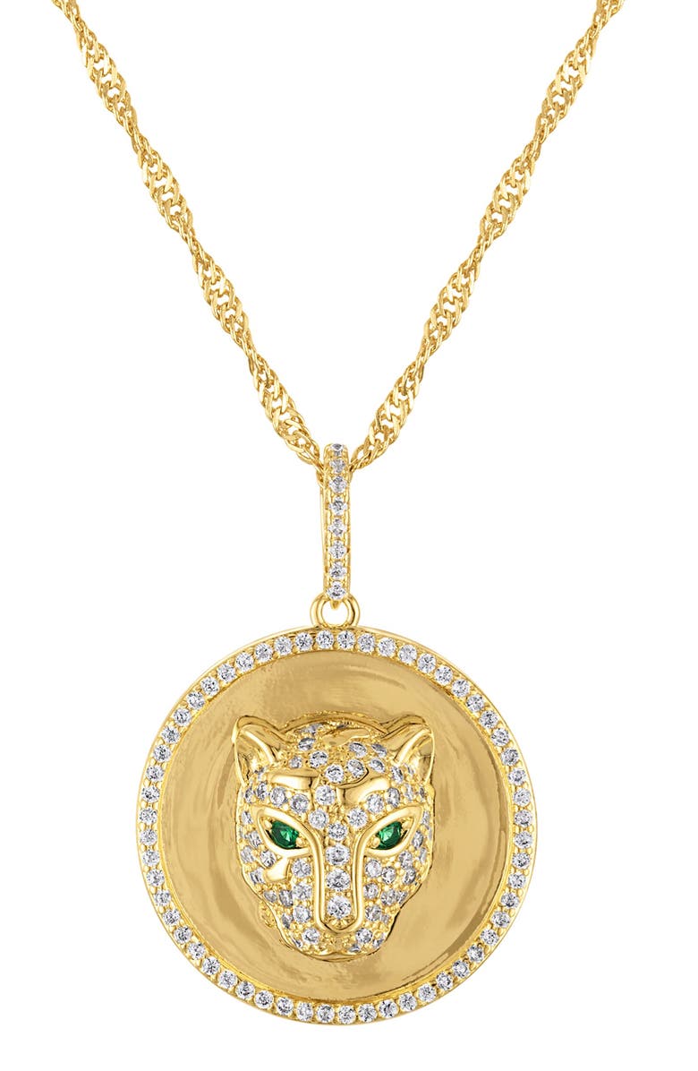 FZN Cubic Zirconia Panther Pendant Necklace, Main, color, Gold