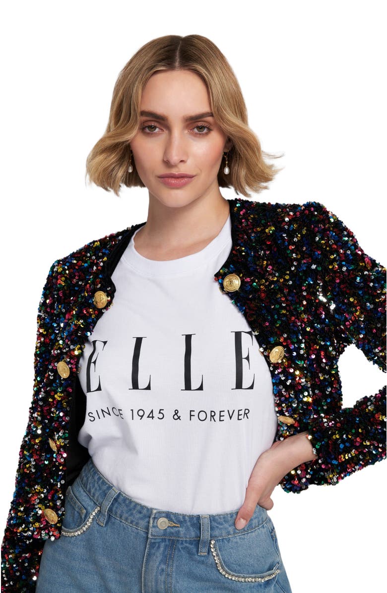 ELLE Collection Sequin Cropped Jacket, Alternate, color, Multi