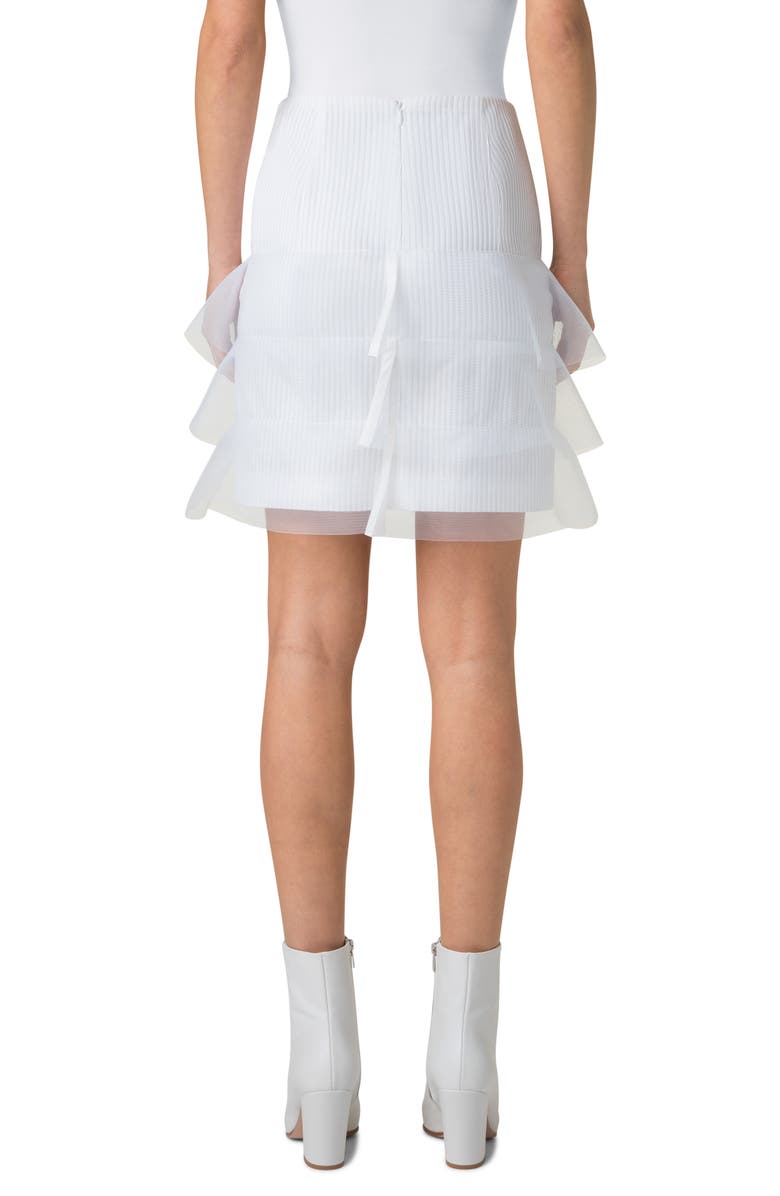 Akris Hatband Ruffle Rib Skirt, Alternate, color, Pure White