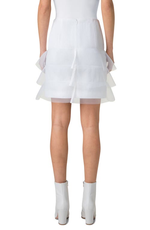 Akris Hatband Ruffle Rib Skirt In Pure White