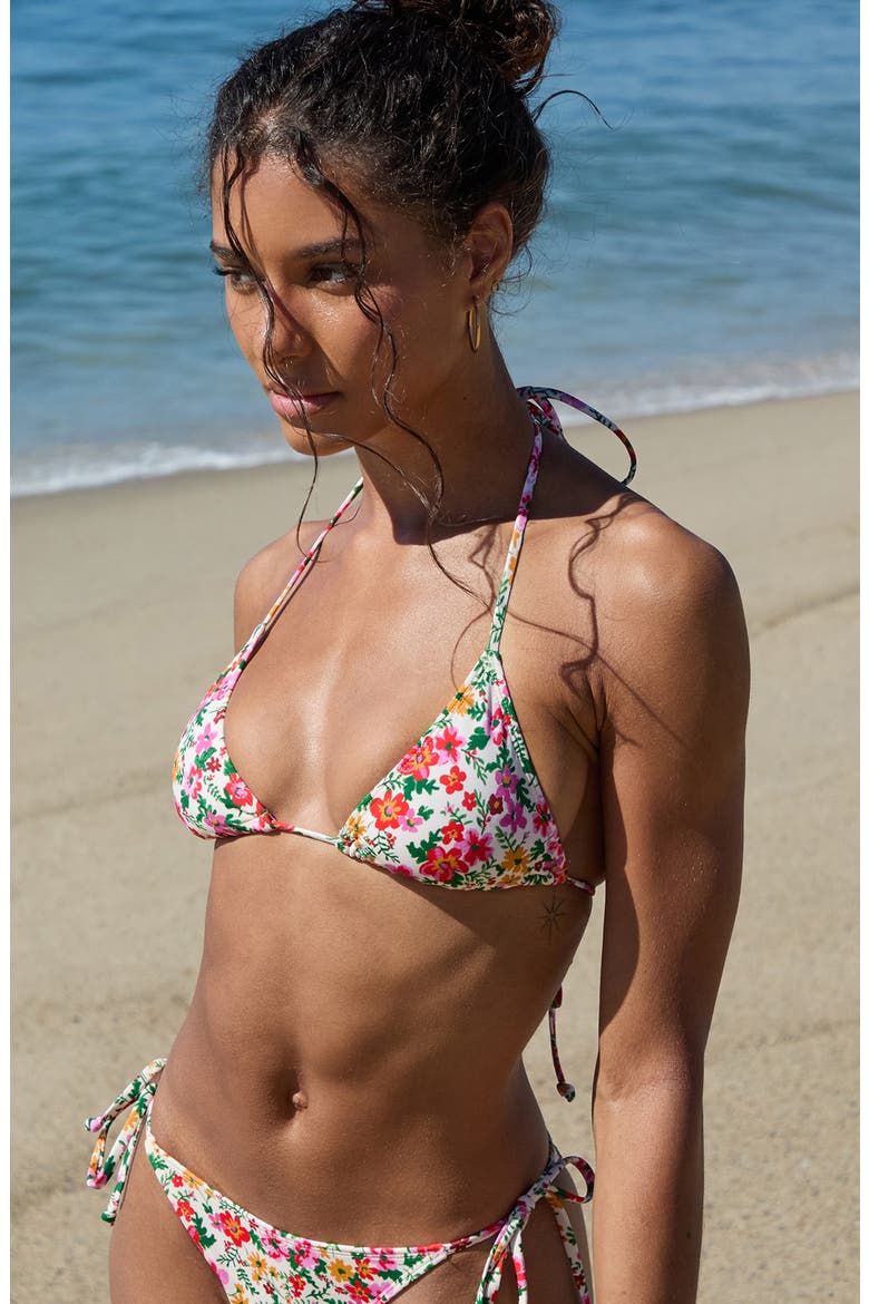 Triangle Bikini Top, Main, color, GREEN/ PINK