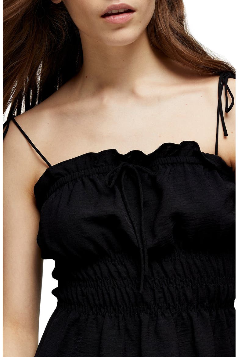 Shirred Peplum Camisole, Alternate, color, BLACK