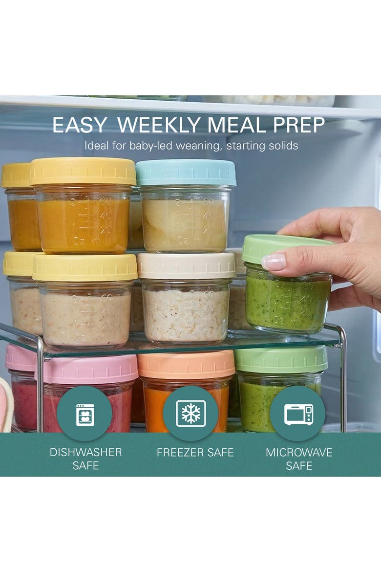 Glass Baby Food Storage Containers Leakproof 12 Piece Set, Alternate, color, Clear