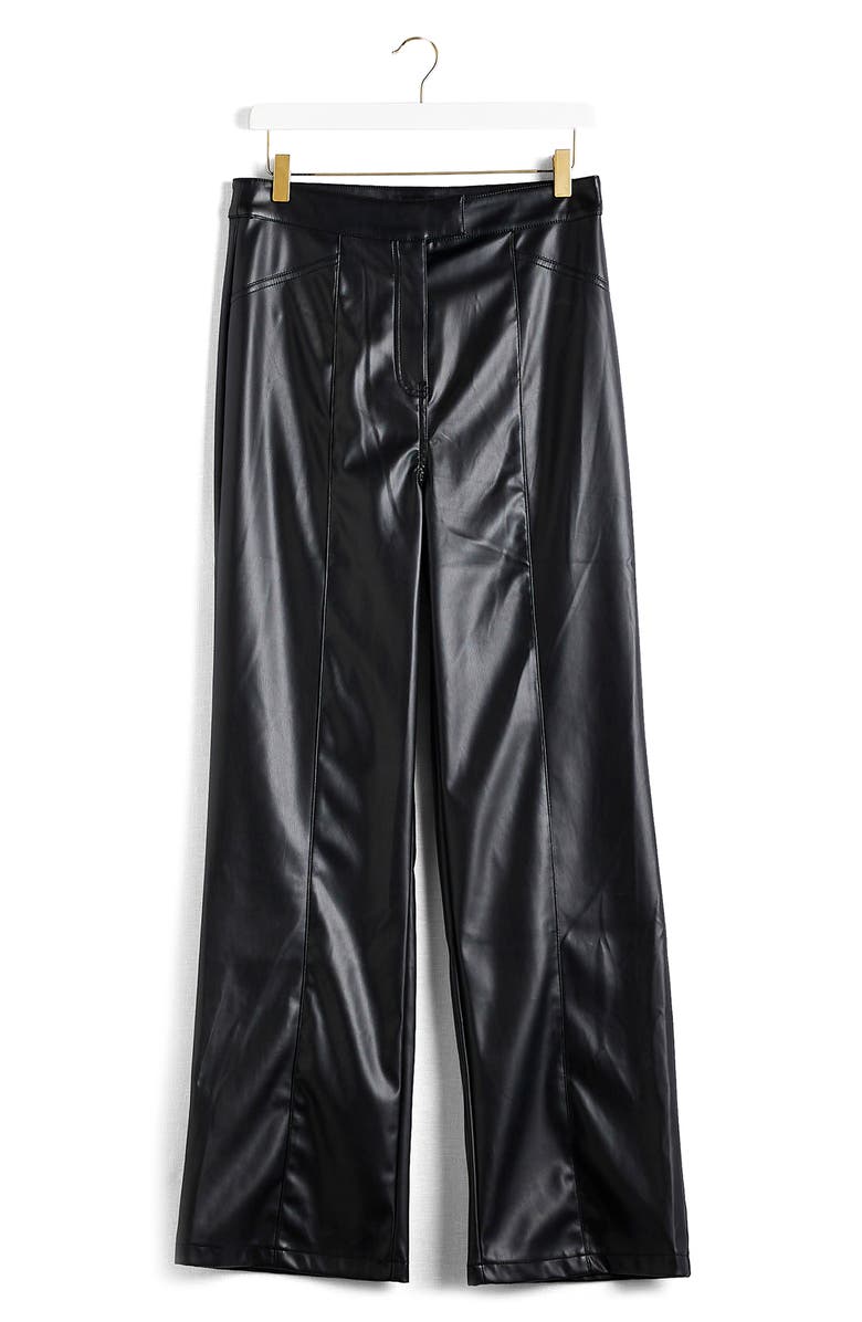 River Island High Waist Faux Leather Straight Leg Pants, Alternate, color, 