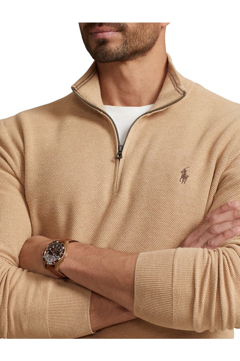 Pima Cotton 1/2-Zip Sweater, Alternate, color, CAMEL MELANGE