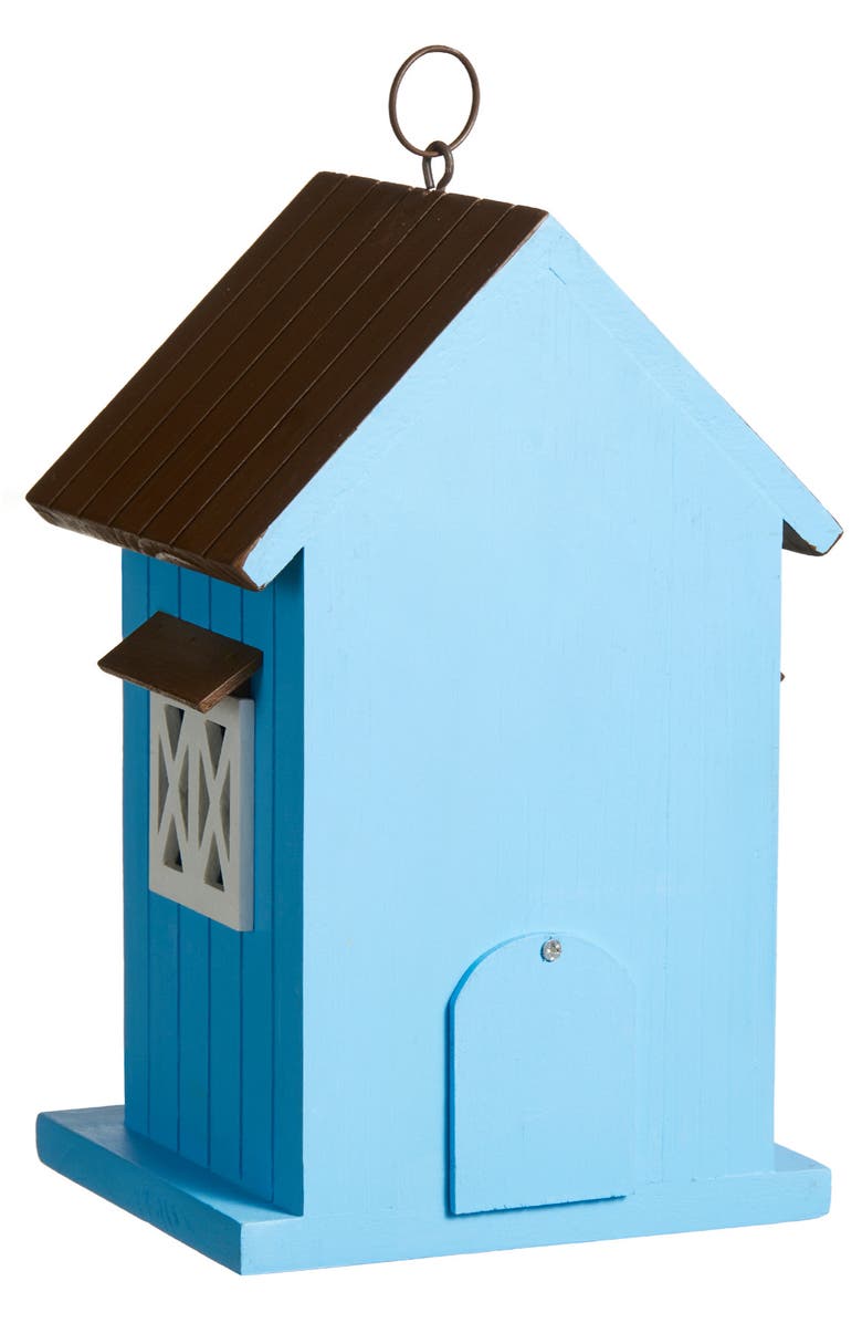 Glitzhome Modern Solid Wood Yellow General Store Decorative Outdoor Garden Birdhouse, Alternate, color, Blue