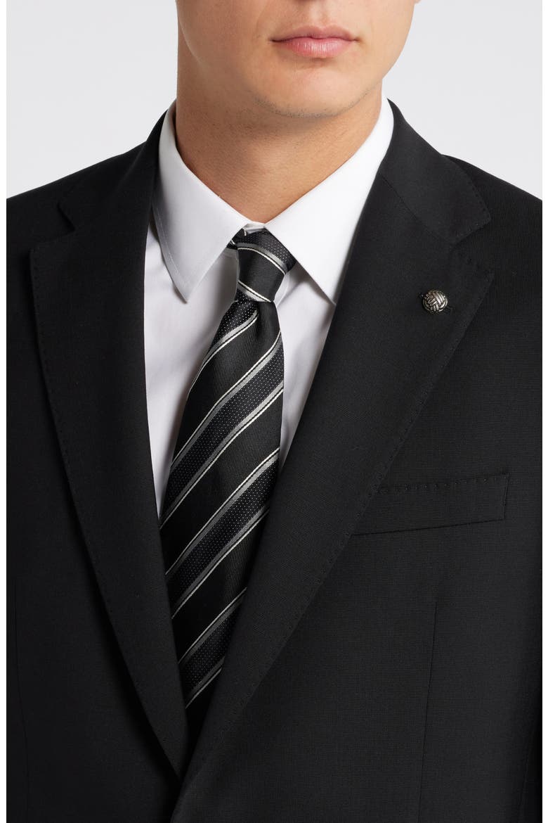 Esprit Solid Stretch Wool Suit, Alternate, color, BLACK