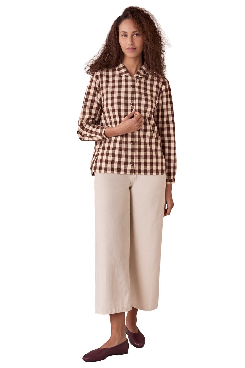 Gingham Button Through Shirt, Alternate, color, Chocolate Gingham
