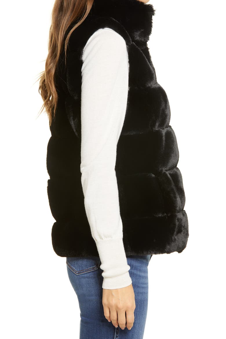 Faux Fur Reversible Vest, Alternate, color, BLACK