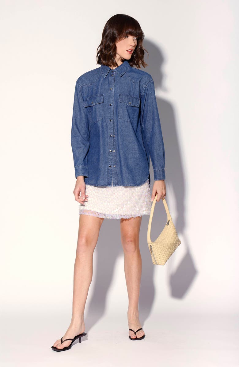 Walter Baker Becky Denim Top, Alternate, color, Medium Wash