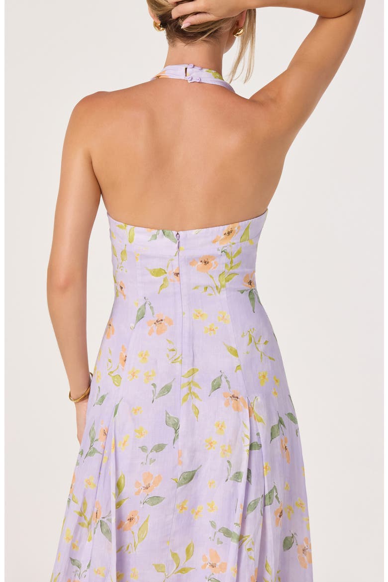 Jesenia Floral Halter Neck Dress, Alternate, color, PURPLE FLORAL