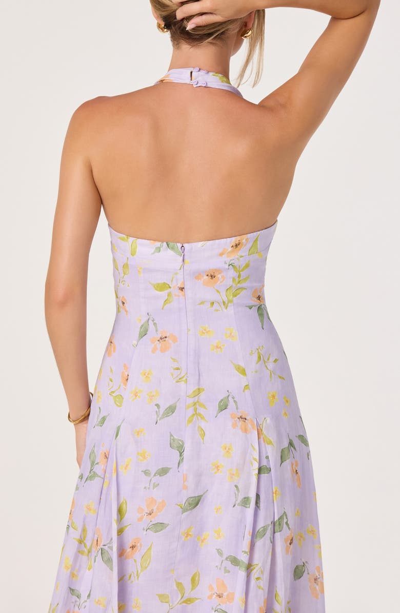 ASTR the Label Jesenia Floral Halter Neck Dress, Alternate, color, Purple Floral