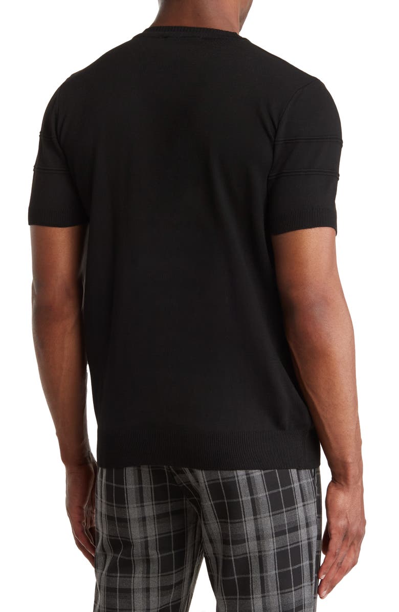 T.R. PREMIUM Short Sleeve Textured V-Neck T-Shirt, Alternate, color, Black