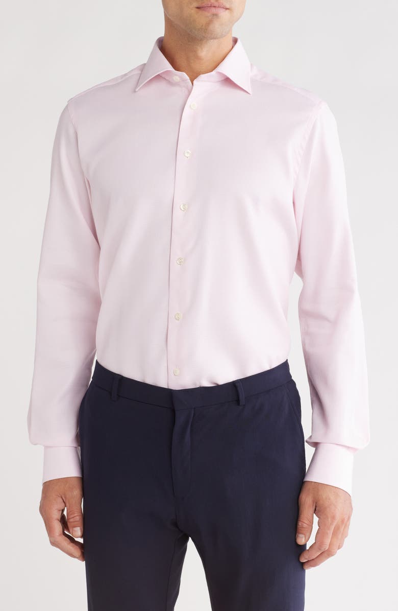 Eton Contemporary Fit Solid Dobby Stretch Cotton Dress Shirt, Main, color,
