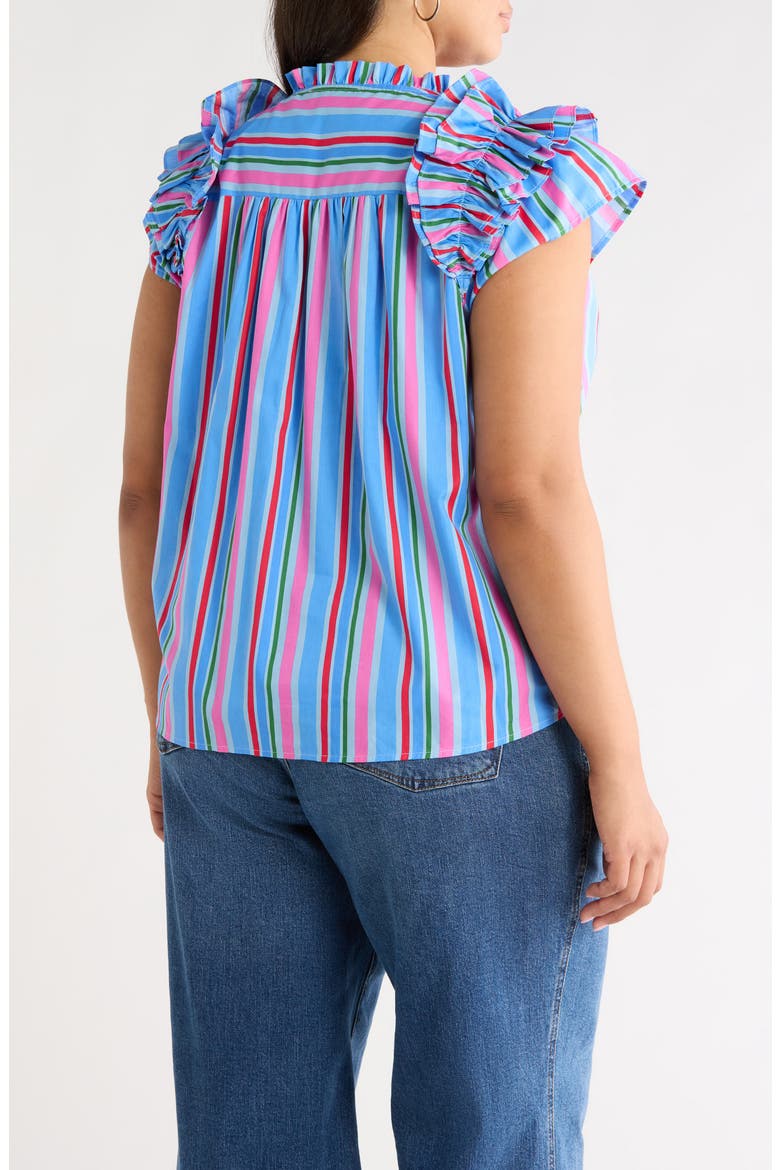 Jaimie Stripes Ruffle Top, Alternate, color, PINK-BLUE-GREEN