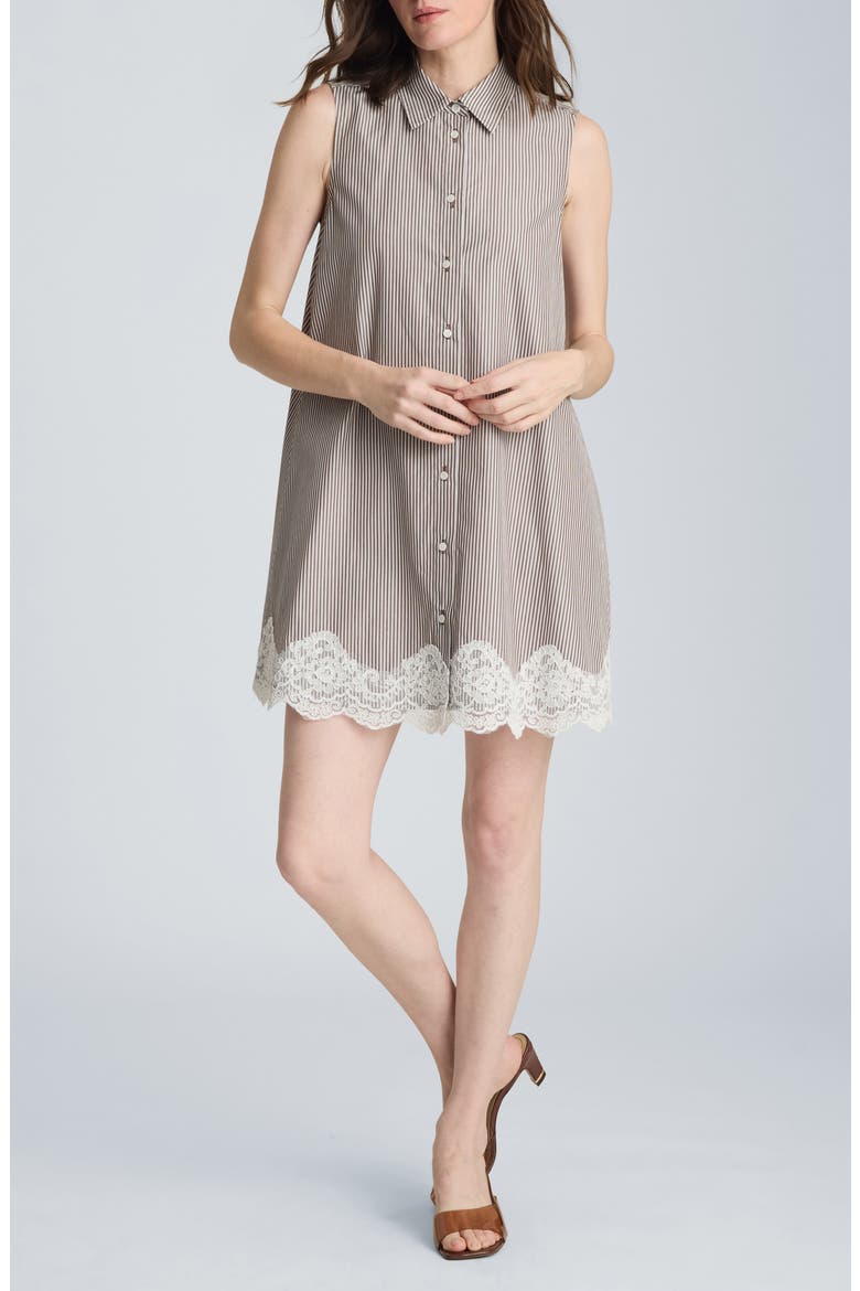 Lace Sleeveless Swing Shirtdres, Main, color, BRUNETTE/ PURE WHITE