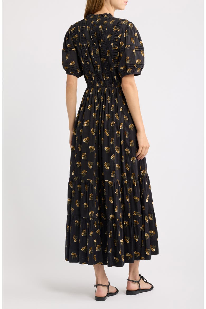 Haleigh Pintuck Midi Dress, Alternate, color, BUTTERCUP BOUQUET