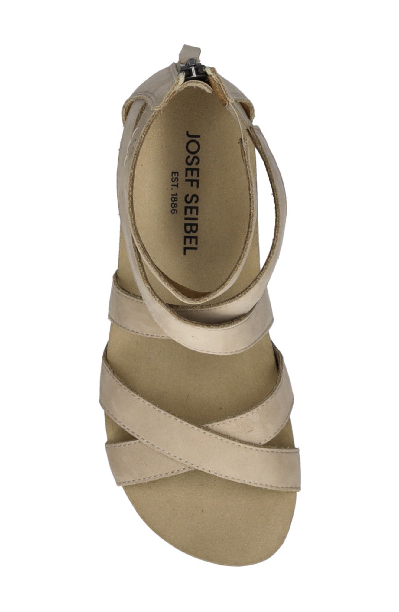 Josef Seibel Quinn 05 Ankle Strap Wedge Sandal, Alternate, color, Beige