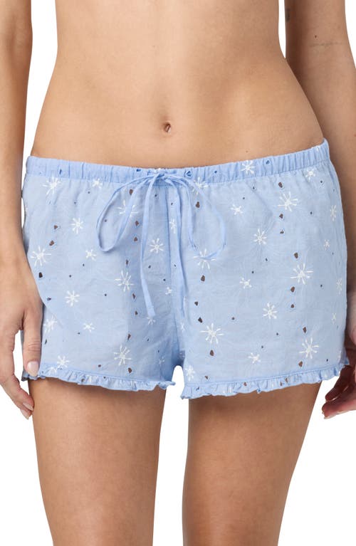 Florence By Mills Eyelet Tie Waist Organic Cotton Shorts In Blue/jet Steam