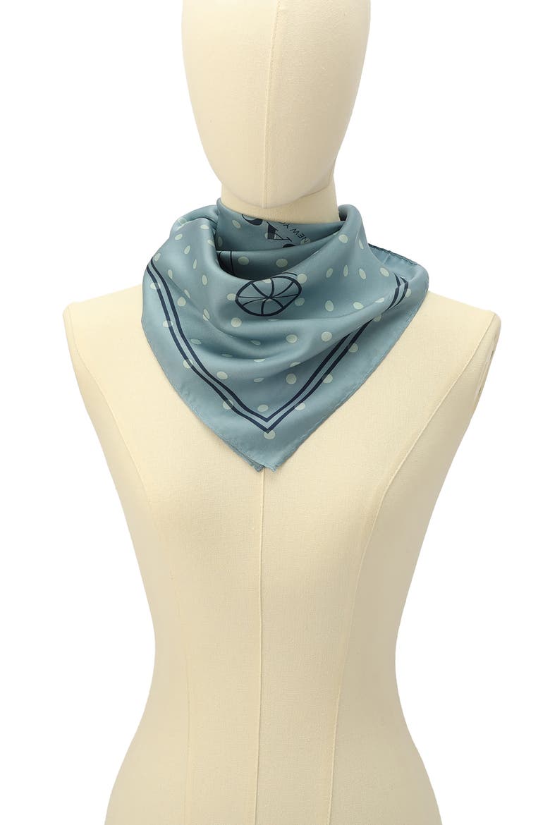 Horse & Carriage Polka Dot Silk Square Scarf, Main, color, BLUEBELL/ DEEP BLUE