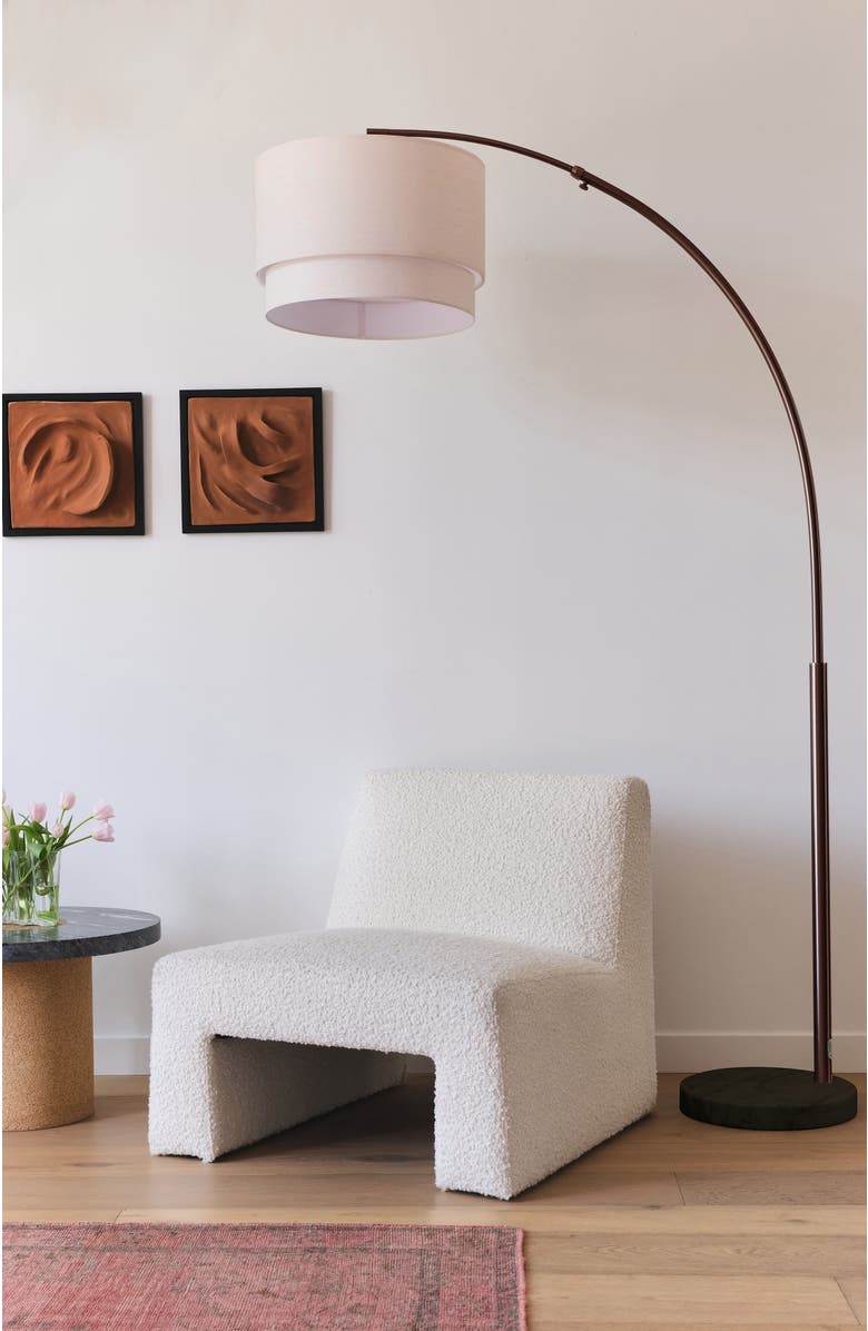 Brightech Mason 81" LED Arc Floor Lamp with Heavy-Weighted Marble Base, Alternate, color, Metallic Bronze