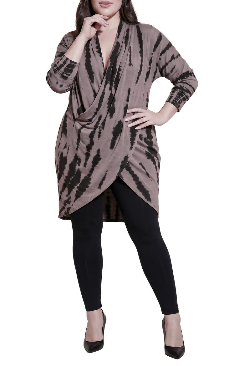Crisscross Tie Dye Knit Top, Alternate, color, TAUPE