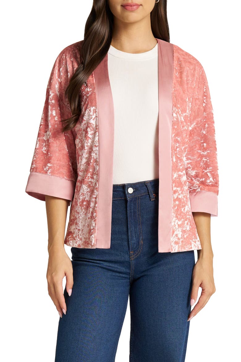 Crushed Velvet Jacket, Main, color, ROSEBUD