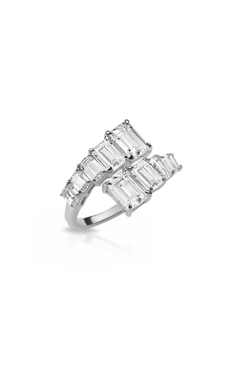 Gemma Azzurro emerald cut cz diamond statement ring, Main, color, Silver