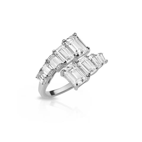 emerald cut cz diamond statement ring