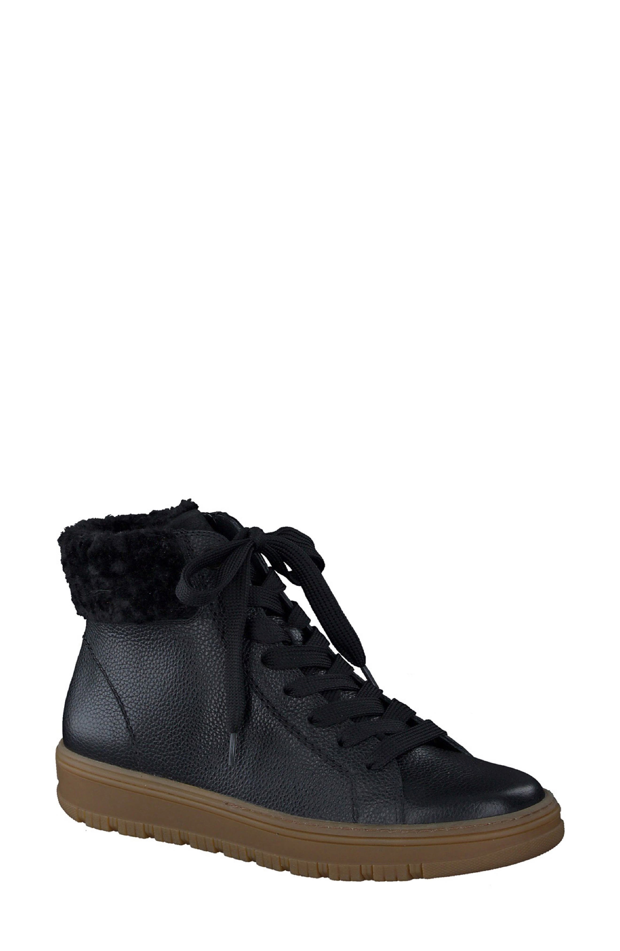 Paul Green Cambria High Top Sneaker, Main, color, Black Leather