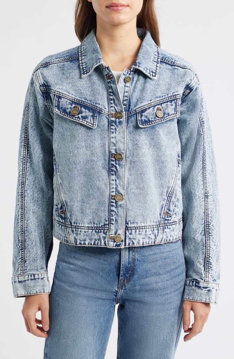 CITY BLUES Slant Pocket Denim Jacket, Alternate, color, Light Indigo Mineral Wash