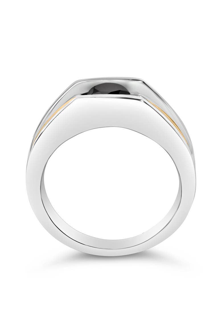 Men's 14K Yellow Gold Plated Sterling Silver 1.0 Cttw Round Black Diamond Band Ring, Alternate, color, Yellow Gold over Silver