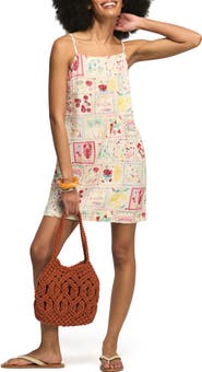 Lucky Brand Conversational Print Linen Blend Minidress