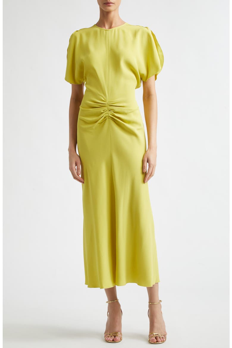 Bela Ruched Midi Dress, Main, color, CHARTREUSE