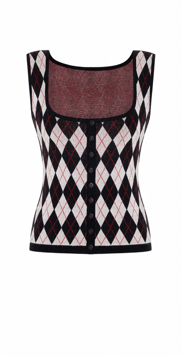 Daydreamers Argyle Sleeveless Knit Top