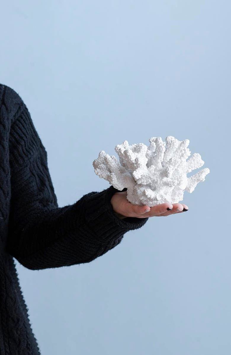 A & B Home Inna Faux Rising Coral Accent Decor, Alternate, color, White