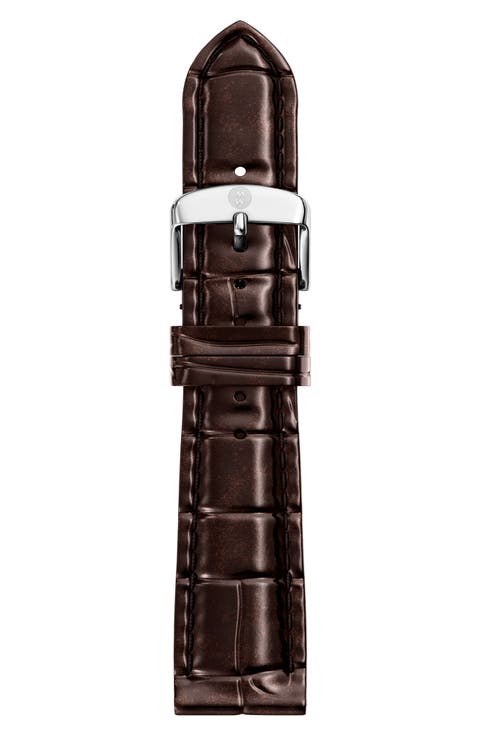 CHOC BRWN CROC LTHR STRAP 14MM