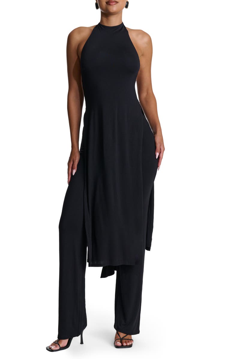 Naked Wardrobe Longline Halter Tunic, Main, color, Black