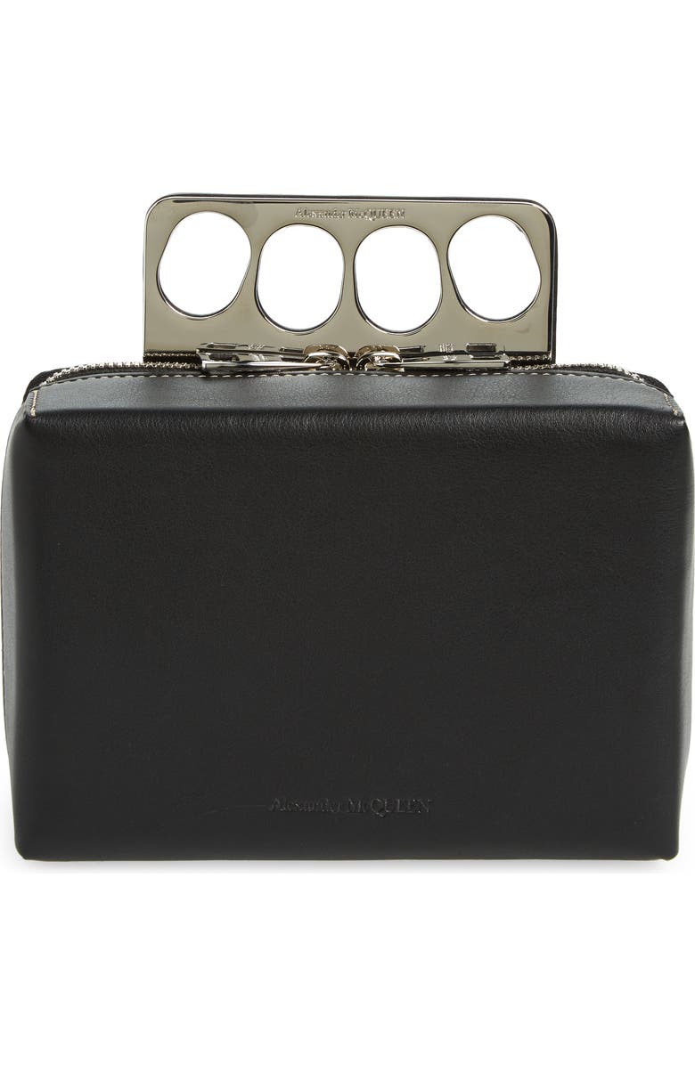 McQueen Mini Four Ring Calfskin Box Bag, Main, color,