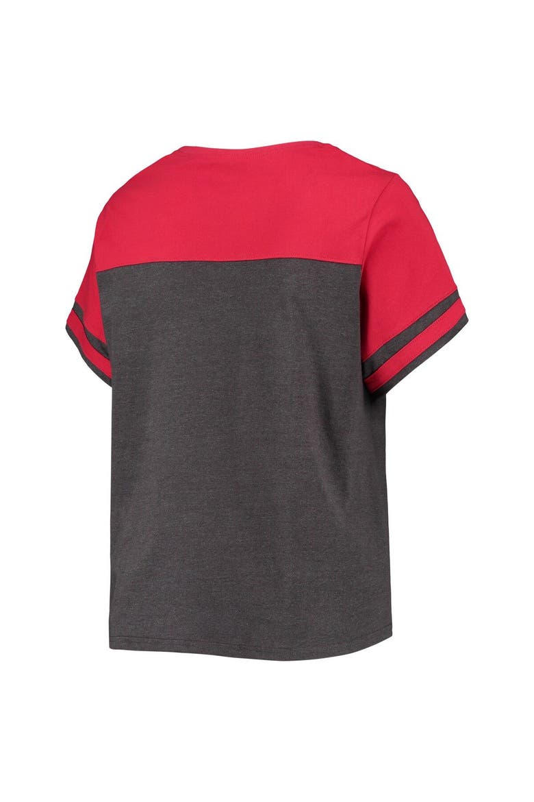 Women's Heathered Charcoal/Red Washington Nationals Plus Size Colorblock T-Shirt, Alternate, color, Heather Charcoal
