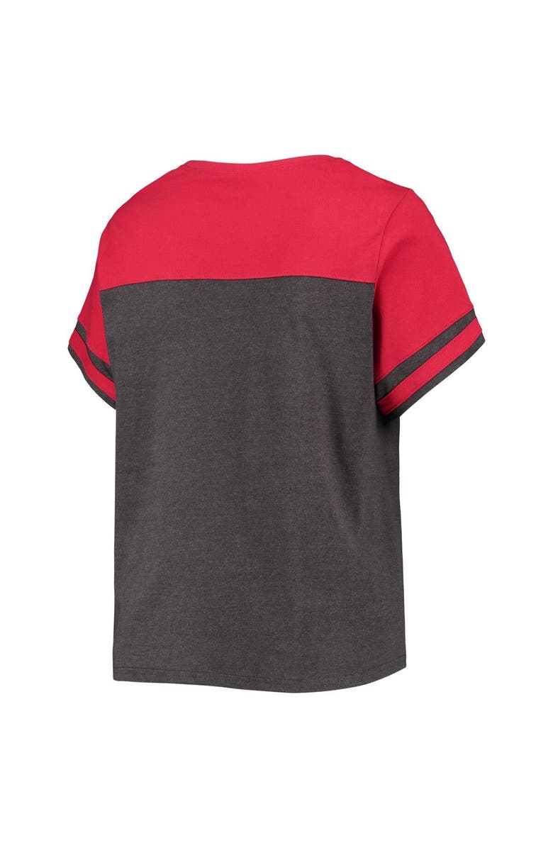 PROFILE Women's Heathered Charcoal/Red Washington Nationals Plus Size Colorblock T-Shirt, Alternate, color, Heather Charcoal