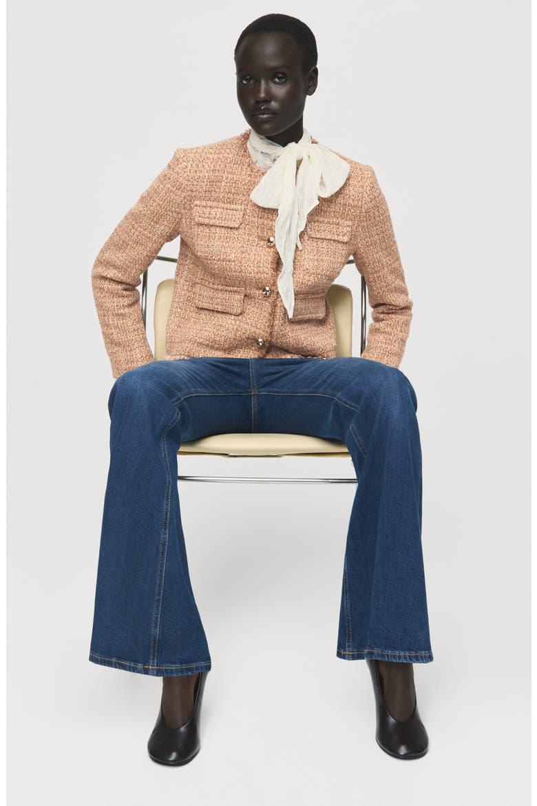 Fray Trim Tweed Crop Jacket, Alternate, color, MEDIUM BROWN