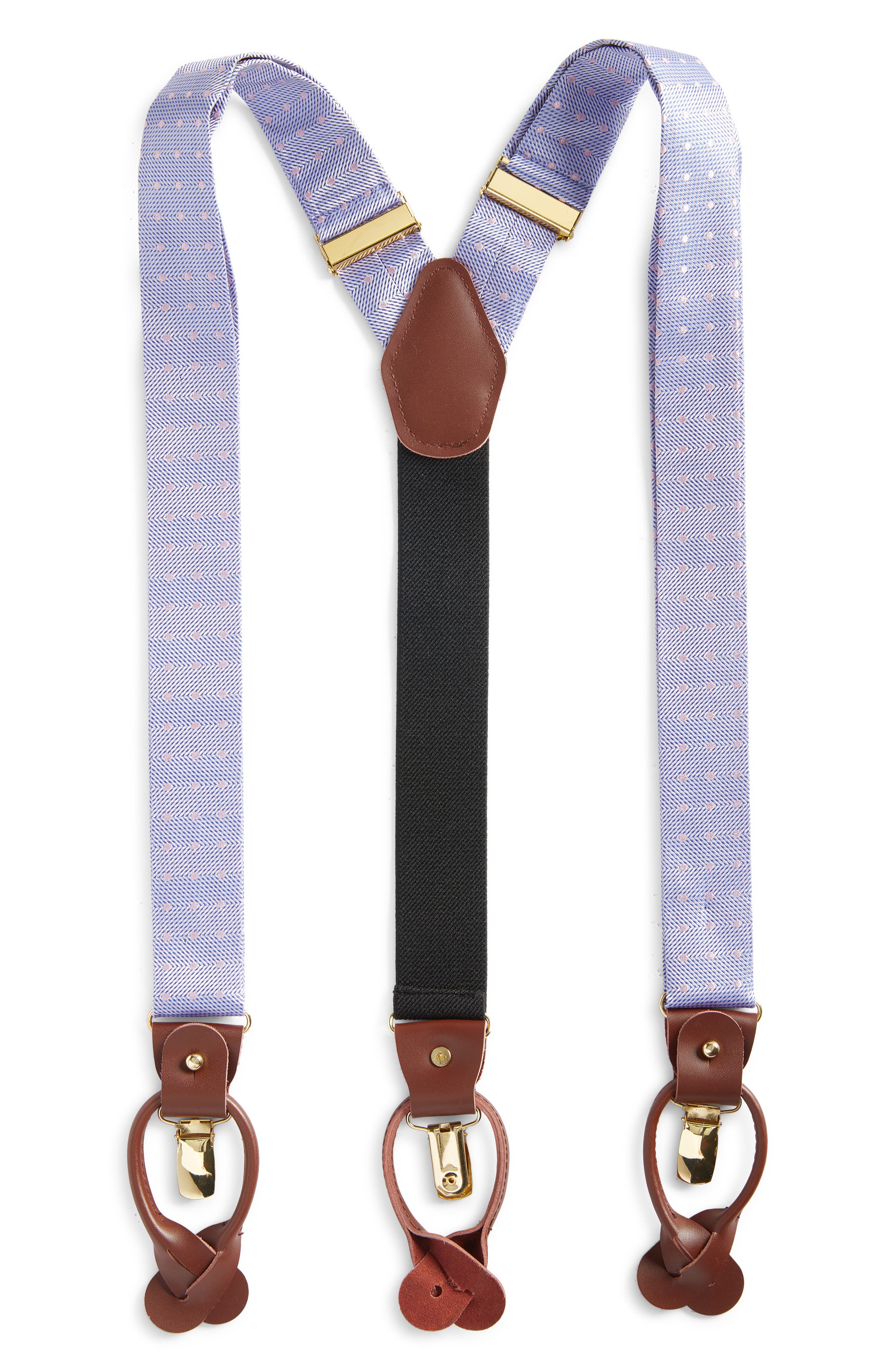 CLIFTON WILSON Periwinkle Polka Dot Silk Suspenders 